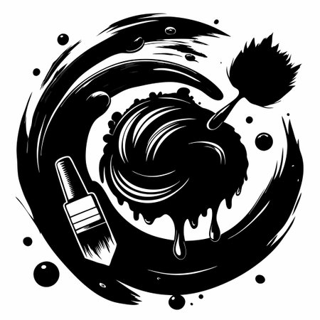 Dynamic Black Ink Brushstroke with Sharp and Bold Linesのイラスト素材