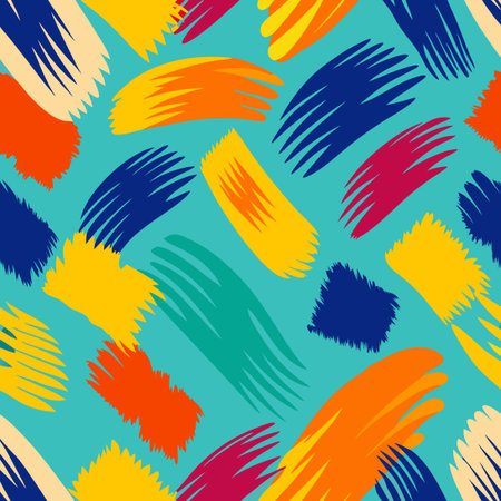 Abstract Vector Seamless Pattern with Bold and Colorful Brush Stroke Elementsのイラスト素材