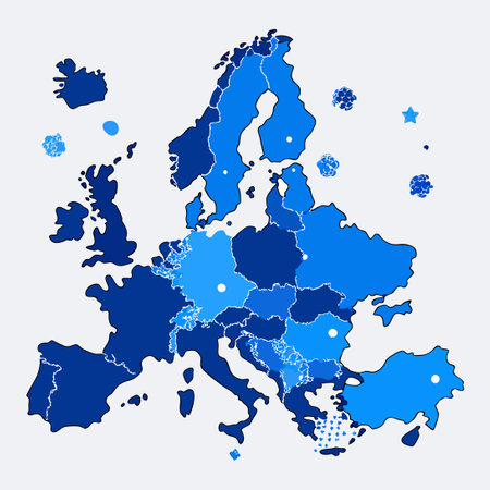 Comprehensive Political Map of Europe in Detailed Vector Illustrationのイラスト素材