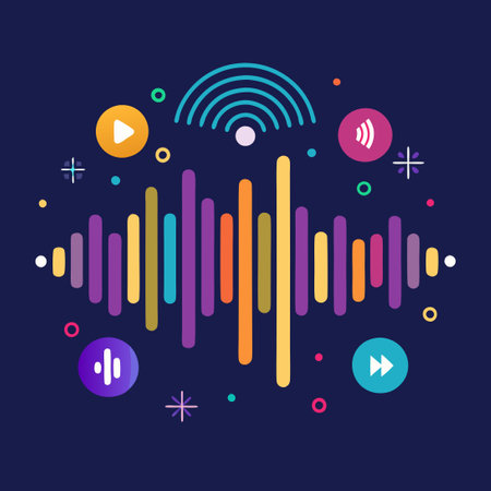 Modern Sound Waves Visualized with Equalizer on Radio Displayのイラスト素材
