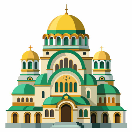 Majestic Sofia Cathedral of Bulgaria Isolated on a Pristine White Backgroundのイラスト素材