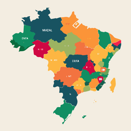 Detailed Vector Map of Brazil with States and Administrative Divisionsのイラスト素材