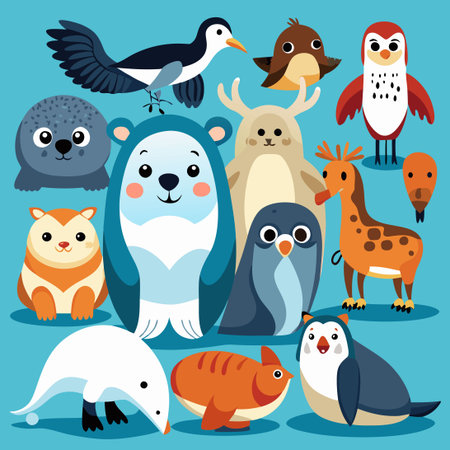 Majestic Arctic and Antarctic Penguins in Their Frozen Habitatのイラスト素材