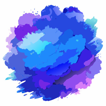 Vibrant Watercolor Background with Blue and Violet Brush Strokesのイラスト素材