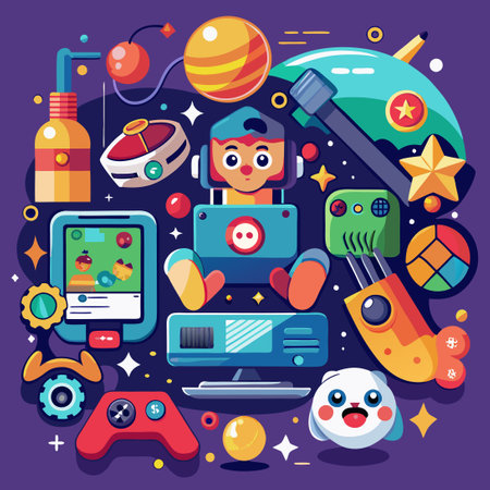 Captivating Illustrations of Dynamic Video Game Momentsのイラスト素材