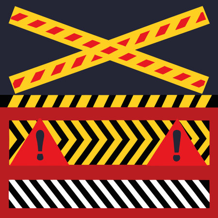 Police Line Tape and Warning Stripes for Safety and Crowd Controlのイラスト素材