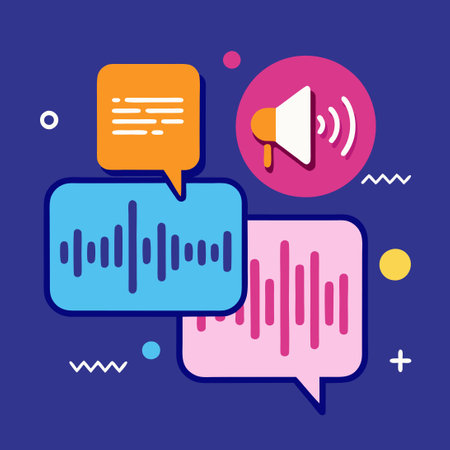 Animated Voice Message Icons with Audio Waveforms and Text Overlayのイラスト素材