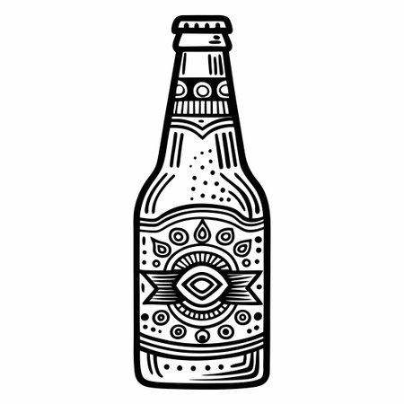 Intricate Zendoodle Illustration of a Beer Bottle: Enhancing Elementsのイラスト素材