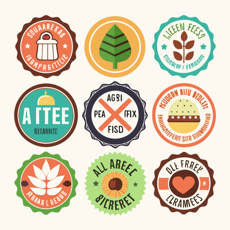 Comprehensive Allergen-Free Label Set for Sugar and Gluten-Free Productsのイラスト素材