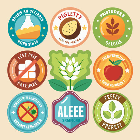 All-Inclusive Allergen-Free Label Set: Eliminate Sugar and Glutenのイラスト素材