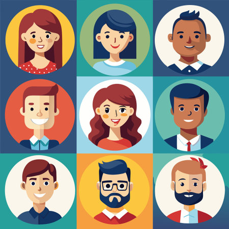 Set of 15 Diverse User Avatar Icons for Profile and Social Media Use
