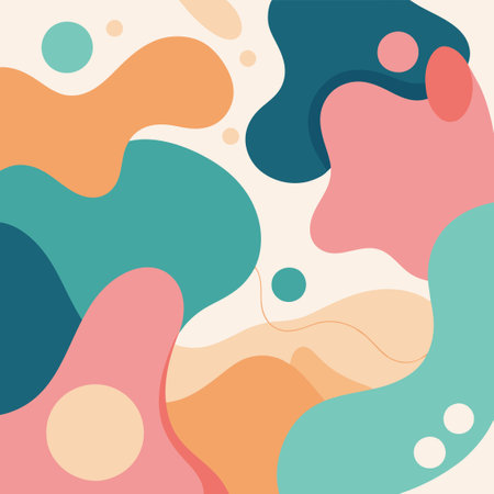 Abstract Art Backgrounds with Organic Shapes in Pastel Huesのイラスト素材