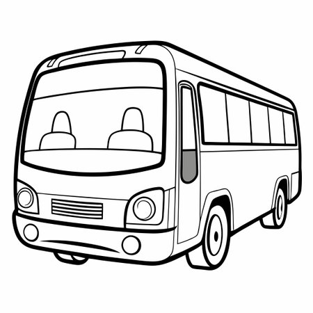 Traceable Outline of a Bus for Young Artists to Color and Learnのイラスト素材