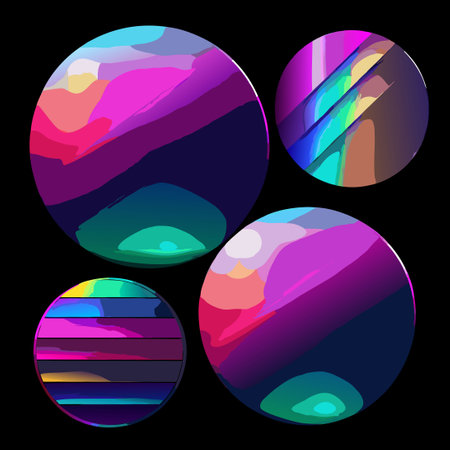 Shimmering Purple Gradients: A Set of 6 Metallic Color Delightsのイラスト素材