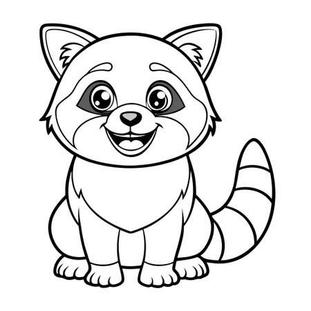 Coloring Page Featuring a Cheerful Red Panda with a Wide Smileのイラスト素材