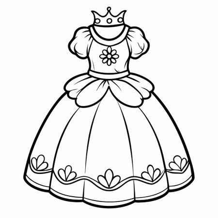 Printable Princess Dress Coloring Page for Creative Kidsのイラスト素材