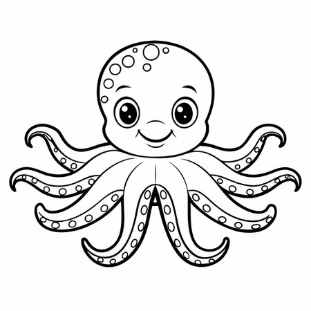 Intricate Coloring Page Depicting an Octopus beneath the Ocean Surfaceのイラスト素材