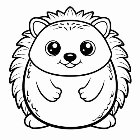 Adorable Coloring Page of a Cute Squishy Hedgehog in a Relaxing Poseのイラスト素材