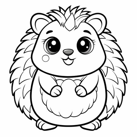 Adorable Coloring Page Featuring a Cute Squishmallow Hedgehogのイラスト素材