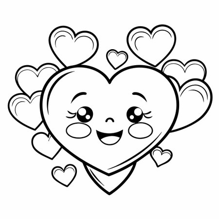 Intricate Valentine's Day Coloring Page with a Set of Illustrations for Heartfelt Decorのイラスト素材