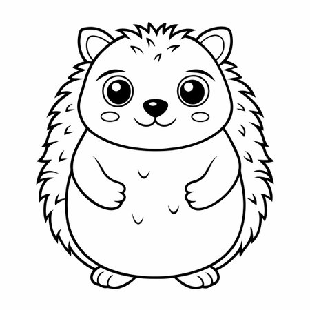 Cute Hedgehog Squishmallow Coloring Page for Kids and Adults to Relaxのイラスト素材