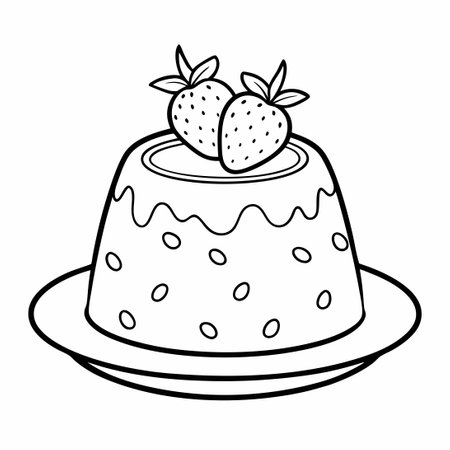 Coloring Page Depicting a Whimsical and Detailed Hand-Drawn Strawberry Illustrationのイラスト素材