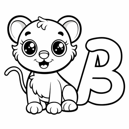 Coloring Page Featuring the English Alphabet with Adorable Animal Companionsのイラスト素材