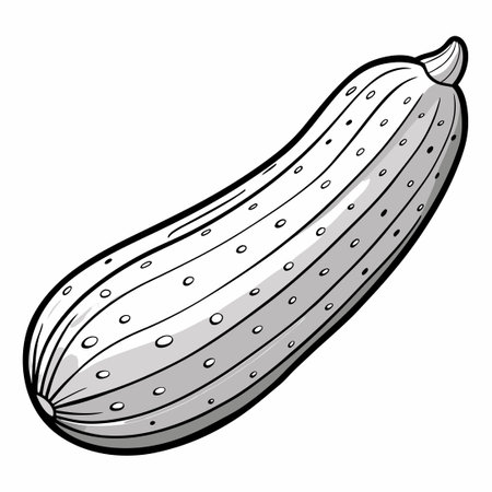 Hand-Drawn Isolated Vector Illustration of a Fresh Cucumberのイラスト素材
