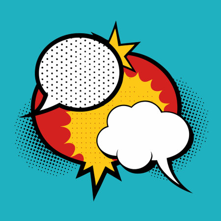 Empty Comic Book Speech Bubbles with Halftone Shadows Set