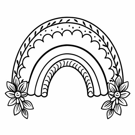 Hand Drawn Rainbow Boho Shape with Quirky and Playful Vibesのイラスト素材