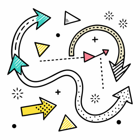 Hand-Drawn Dotted Arrow Set: Sketched, Curved, and Dashedのイラスト素材