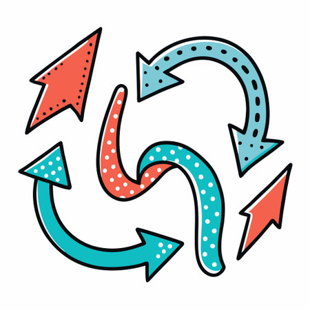 Hand-Drawn Dotted Curved and Dashed Arrows Set for Artistic Presentations