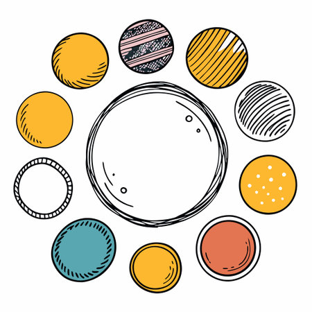 Hand-Drawn Sketchy Circle Doodles in a Set of Tenのイラスト素材