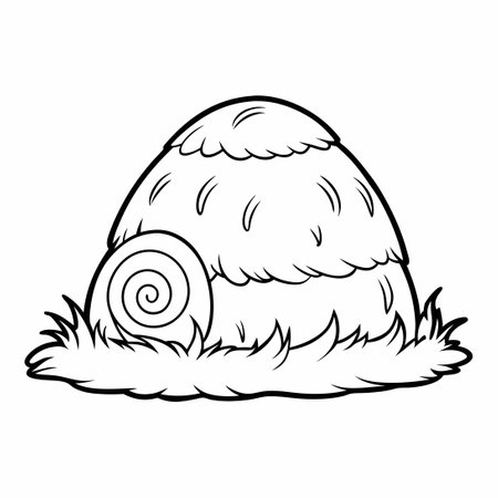 Haystack in Detailed Outline on White Background in Black Colorのイラスト素材