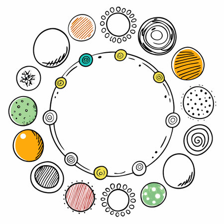 Hand-Drawn Doodle Circles in Various Sizes and Stylesのイラスト素材