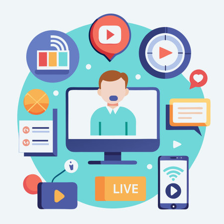 Live Webinar Button with Video Conferencing and Logo Live Stream