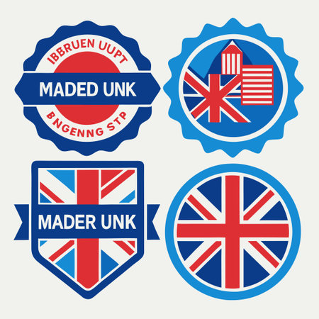 Comprehensive Collection of High-Quality "Made in UK" Labels for Product Packaging and Displayのイラスト素材