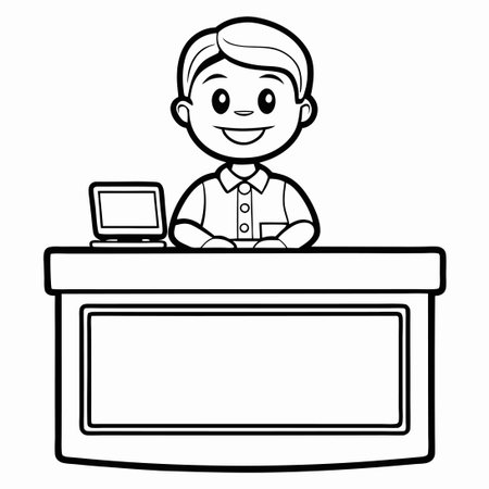 Labor Day Reception Outline Coloring Page for Kids to Celebrate Workersのイラスト素材