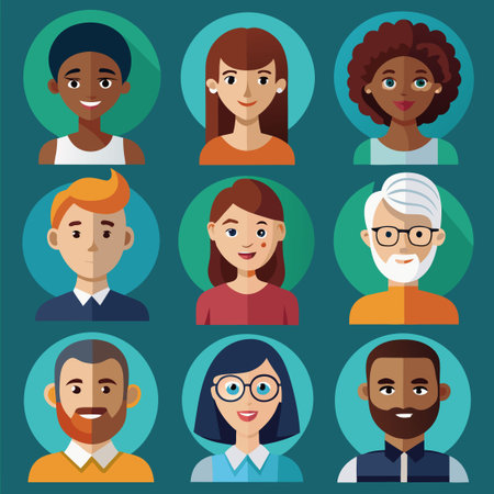 Inclusive Avatar Set Featuring Diverse Faces and Expressions