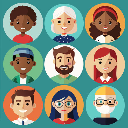 Diverse Avatar Set Featuring People from Different Backgrounds and Ethnicities