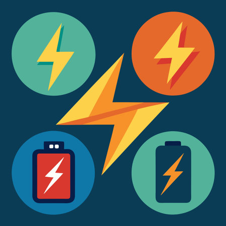 Set of Electrifying Blue Lightning Bolts and Thunder Symbols