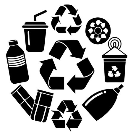 Comprehensive Collection of Universal Recycling Symbols for Packaging Productsのイラスト素材