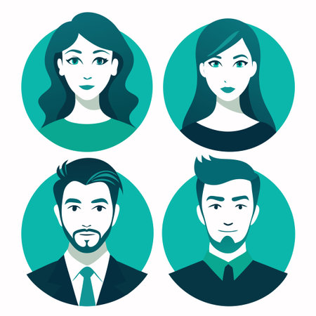 Silhouette Avatars of Men and Women with Neutral Facial Expressionsのイラスト素材