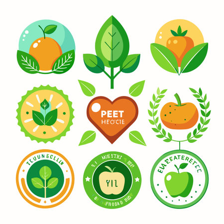 Set of Organic and Eco-Friendly Vegan and Bio Food Labels Collectionのイラスト素材