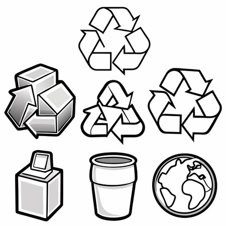 Comprehensive Set of Recycle Symbols for Labelling Packaging Productsのイラスト素材