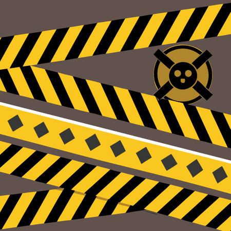 Quarantine Warning Stripes with Black and Yellow Stripes for COVID-19 Awareness and Social Distancingのイラスト素材