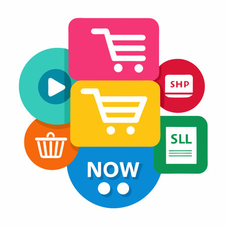 Set of Shop Now Buttons Adorned with Vibrant Carのイラスト素材