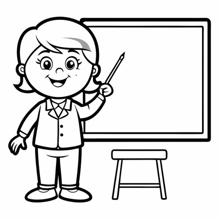 Teacher in a Classroom Coloring Page for Kids and Adultsのイラスト素材