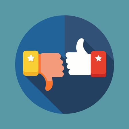 Flat Thumbs Up and Thumbs Down Icons Representing Like and Dislikeのイラスト素材