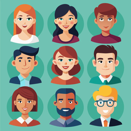 Diverse Collection of Male Avatar Icons for Social Media Profiles